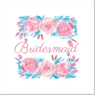 Bridesmaid watercolor floral Posters and Art